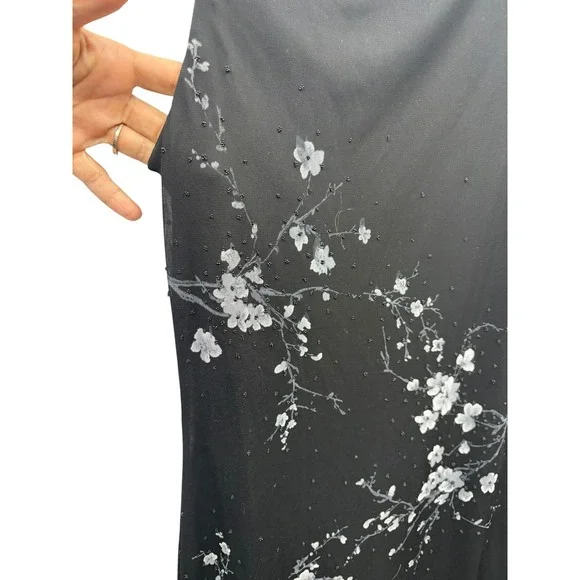 I.N. San Francisco Y2K Black Floral Fairycore Indie Midi Dress Elegant S - Picture 4 of 6